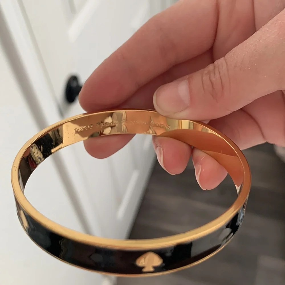 Kate Spade black ace gold bangle bracelet - Picture 4 of 5